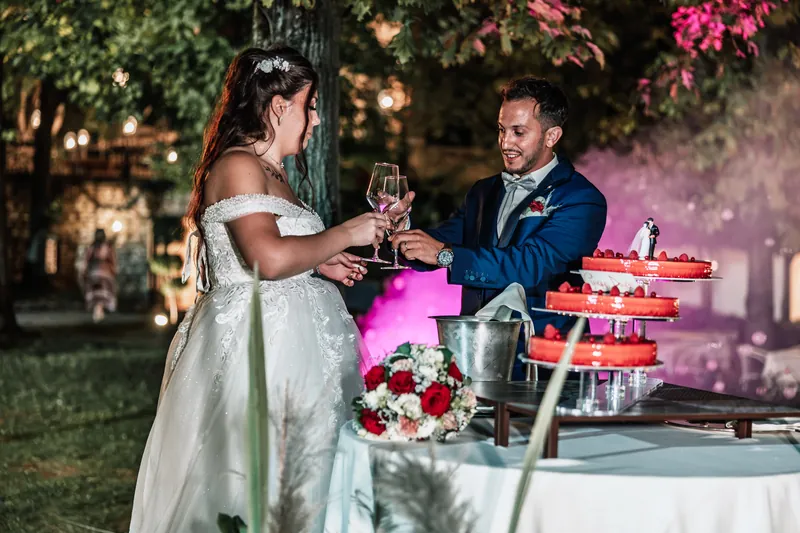 Chiara e Diego a Castello Malvezzi – torta e serata in giardino, foto 2