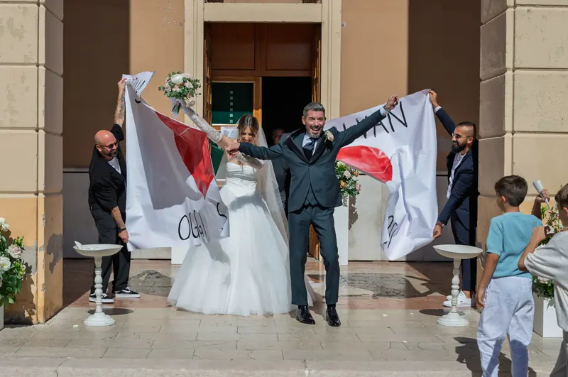 Sabrina e Ivan a Corte Poli – l’uscita dalla chiesa, foto 1