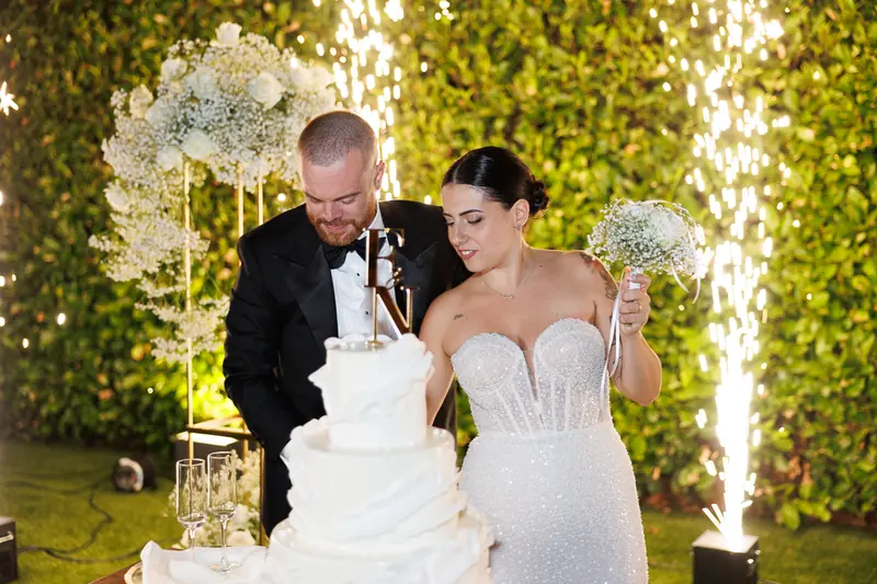 Fabiana e Nicola a Villa Toscanini – la torta e le fontane di luce, foto 3